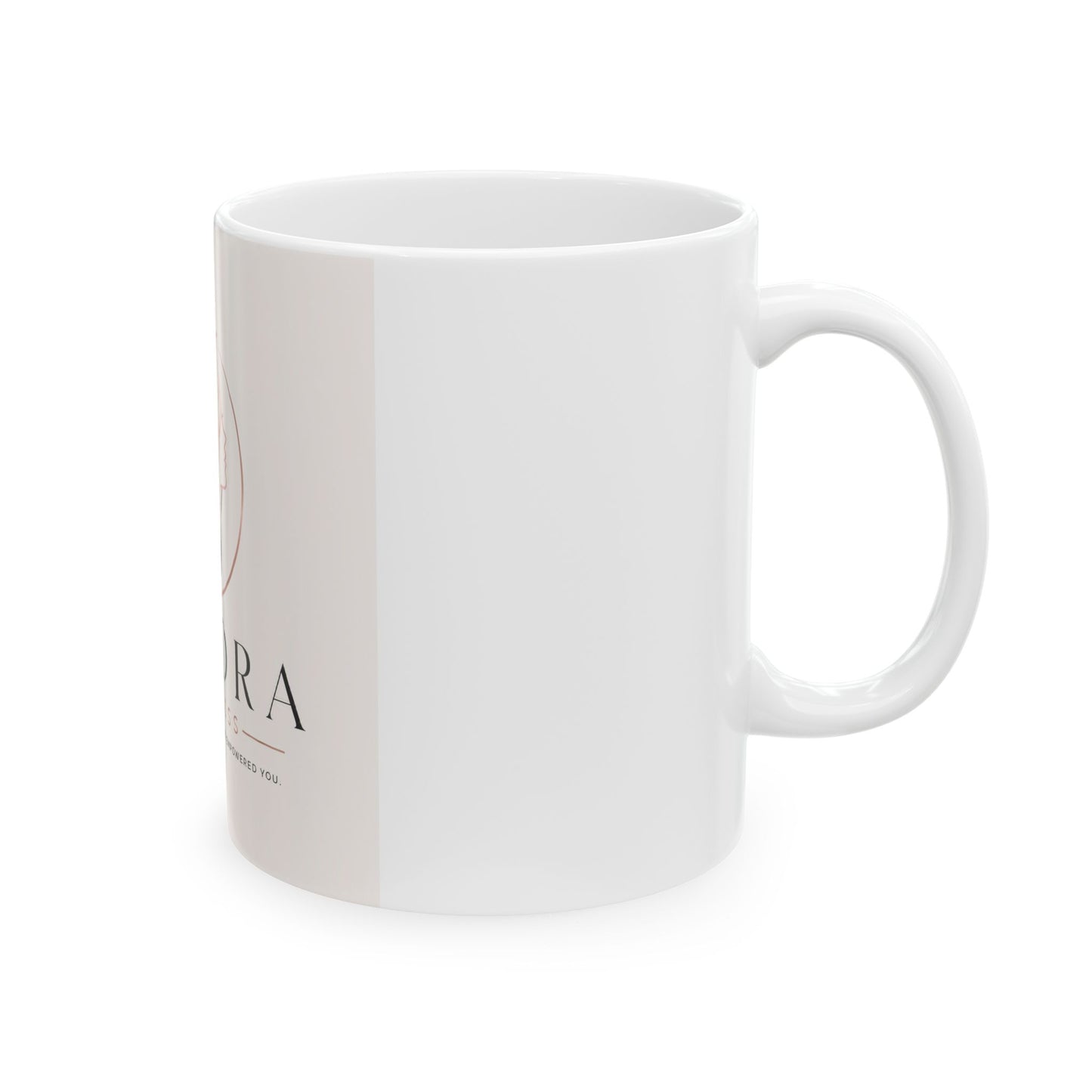 Velora Wellness Ceramic Mug – Elegant Rose Gold Logo Coffee Cup (11oz/15oz)
