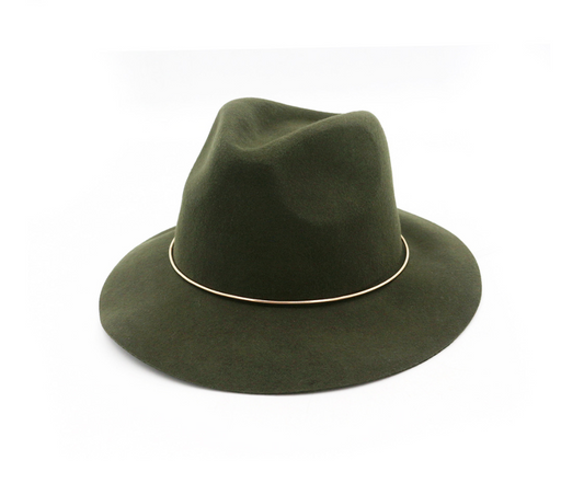 Women's Vintage Round Hat with Metal Ring, 100% Cashmere