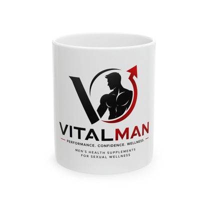 Vital Man Ceramic Mug — Men’s Health Supplement Logo Coffee Cup (11oz/15oz)