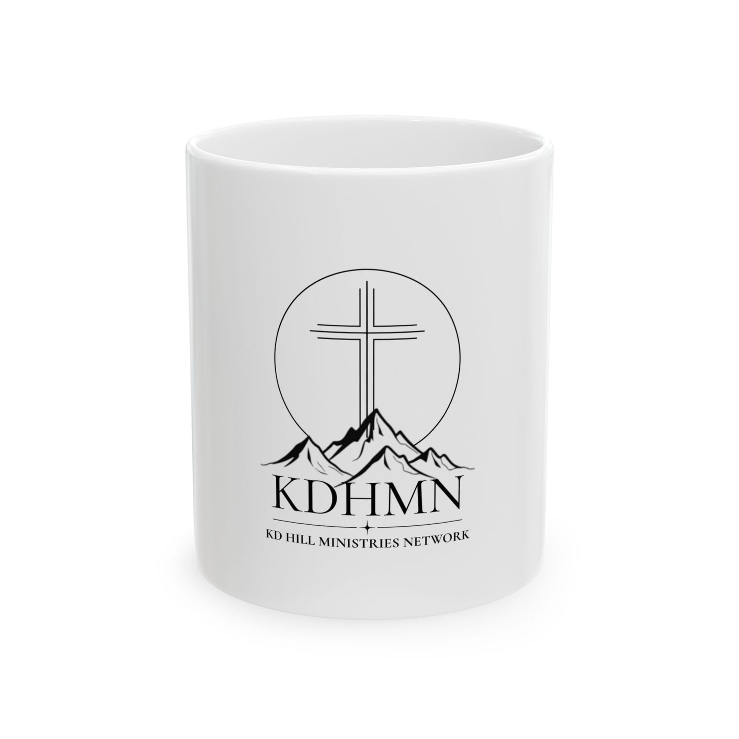 KD Hill Ministries Ceramic Mug – Faith Cross & Mountain Logo (11oz, 15oz)