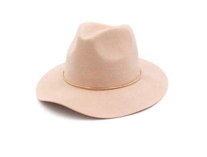 Women's Vintage Round Hat with Metal Ring, 100% Cashmere