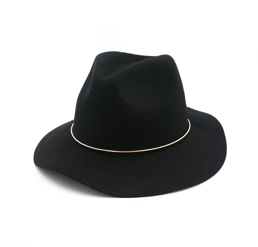 Women's Vintage Round Hat with Metal Ring, 100% Cashmere