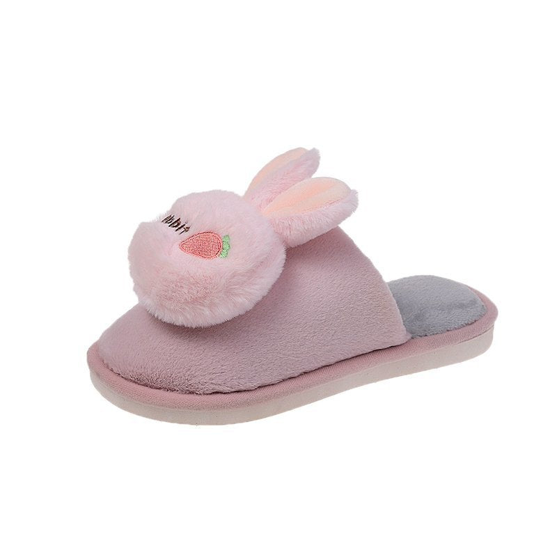 Cute Plush Heart Cotton Slippers for Girls