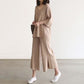 V-neck Blouse and Split Wide-leg Pants Set