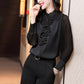 Fashionable Women's Long-sleeved Lotus Leaf Collar Shirt