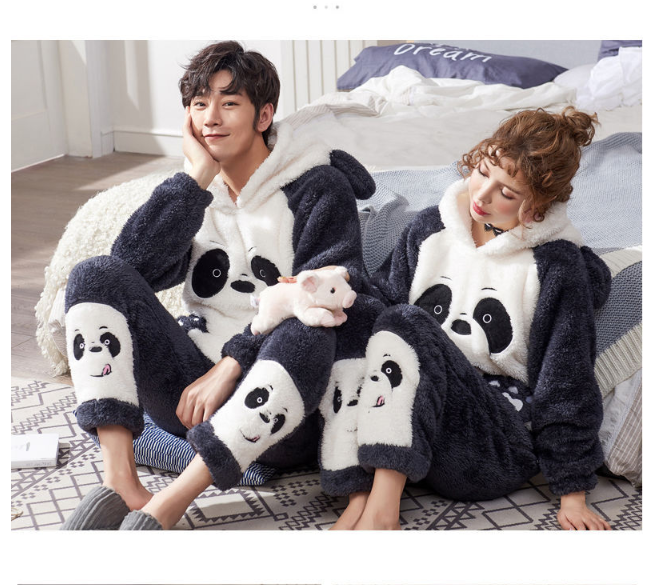 Couple's Coral Fleece Pajamas Set for Fall Winter