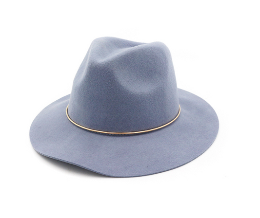 Women's Vintage Round Hat with Metal Ring, 100% Cashmere