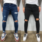 Blue Ripped Denim Slim Fit Trousers