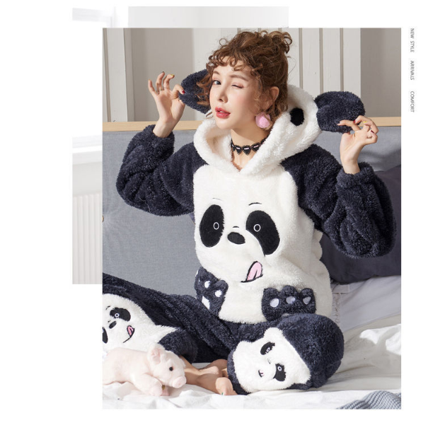 Couple's Coral Fleece Pajamas Set for Fall Winter