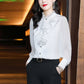 Fashionable Women's Long-sleeved Lotus Leaf Collar Shirt