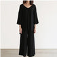 V-neck Blouse and Split Wide-leg Pants Set