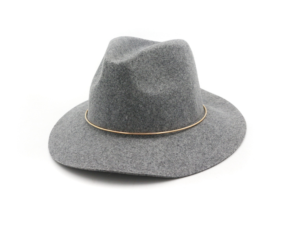 Women's Vintage Round Hat with Metal Ring, 100% Cashmere