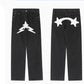 Men's Black Star Printed Baggy Jeans - Fashion Trend